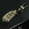 Retro Genuine Leather Auto Key Bags Fold for Audi A6L - Black