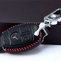Unique Genuine Leather Automobile Key Bags Smart for Benz C180 - Black Red