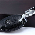 Unique Genuine Leather Automobile Key Bags Smart for Benz C180 - Black