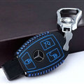 Unique Genuine Leather Automobile Key Bags Smart for Benz C180 - Blue