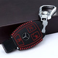 Unique Genuine Leather Automobile Key Bags Smart for Benz C180 - Red