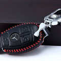Unique Genuine Leather Automobile Key Bags Smart for Benz C200 - Black Red