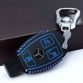 Unique Genuine Leather Automobile Key Bags Smart for Benz C200 - Blue