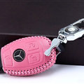 Unique Genuine Leather Automobile Key Bags Smart for Benz C200 - Pink