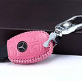 Unique Genuine Leather Automobile Key Bags Smart for Benz C260 - Pink