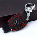 Unique Genuine Leather Automobile Key Bags Smart for Benz C260 - Red