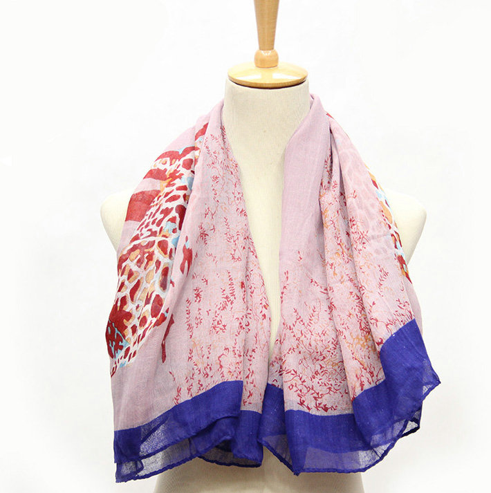 Cheap Chiffon Scarf Shawls Winter Women Print Solid Scarves 200*100CM - Pink