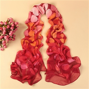 Chiffon Scarf Shawls Winter Women Polka Dot Print Solid 160*50CM - Red