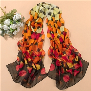 Chiffon Scarf Shawls Winter Women Polka Dot Print Solid 160*50CM - Yellow