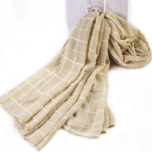 Classic Plaid Unisex Scarf Shawl Winter Warm Cotton Solid Panties 150*120CM - Beige