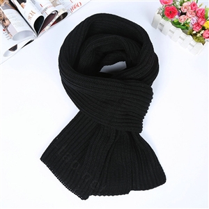 Classic Unisex Scarf Cashmere Warm Winter Solid Scarves Wraps 180*35CM - Black