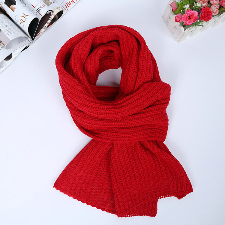 Classic Unisex Scarf Cashmere Warm Winter Solid Scarves Wraps 180*35CM - Red