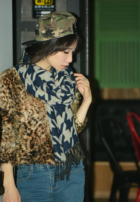 Classic Unisex Scarf Plaid Cashmere Warm Winter Solid Scarves Wraps 180*90CM - Blue