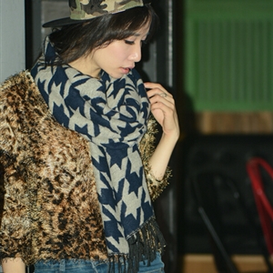 Classic Unisex Scarf Plaid Cashmere Warm Winter Solid Scarves Wraps 180*90CM - Blue