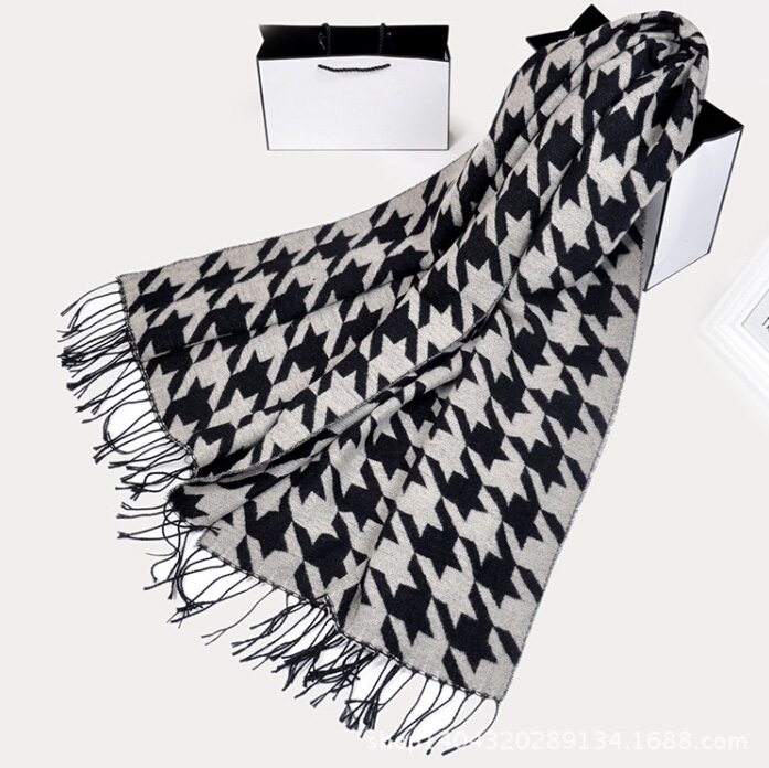 Classic Unisex Scarf Plaid Cashmere Warm Winter Solid Scarves Wraps 180*90CM - Grey