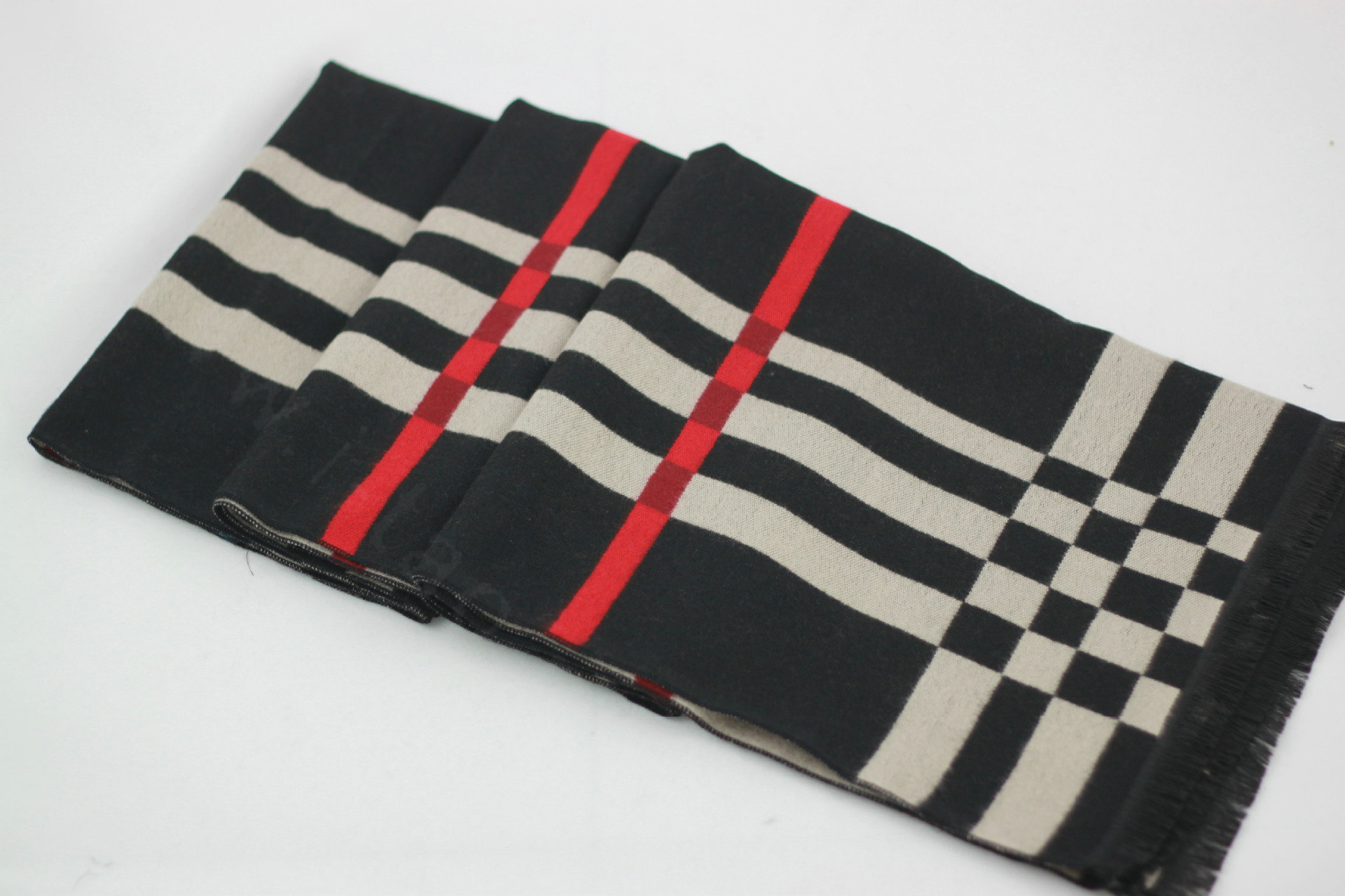 Classic Unisex Scarf Plaid Cashmere Warm Winter Solid Scarves Wraps 200*50CM - Black