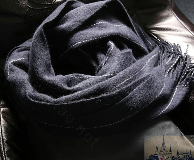 Classic Unisex Scarf Shawl Winter Warm Cashmere Solid Panties 200*60CM - Black