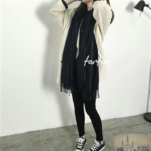 Classic Unisex Scarf Shawl Winter Warm Cashmere Solid Panties 200*60CM - Black