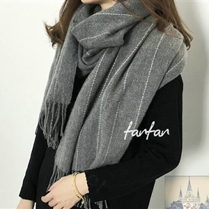Classic Unisex Scarf Shawl Winter Warm Cashmere Solid Panties 200*60CM - Grey