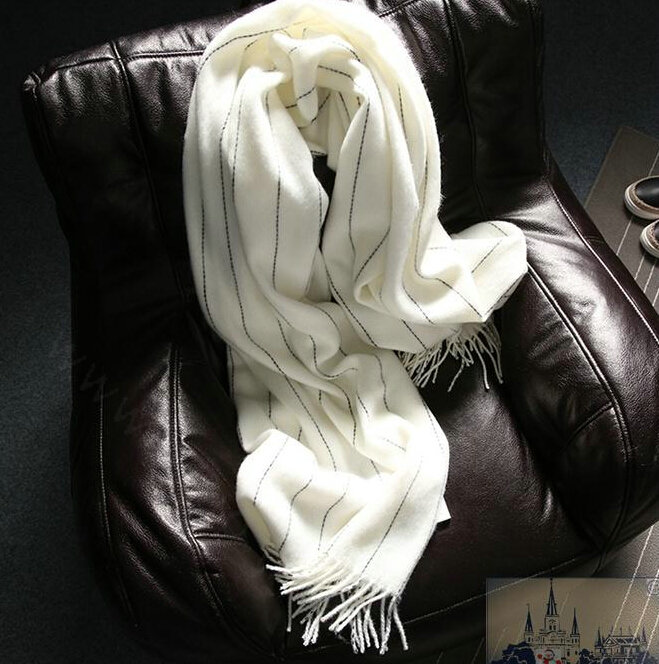 Classic Unisex Scarf Shawl Winter Warm Cashmere Solid Panties 200*60CM - White