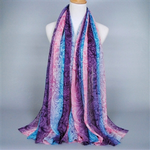 Colorful Chiffon Scarf Shawls Winter Women Print Floral Solid Scarves 180*90CM - Purple