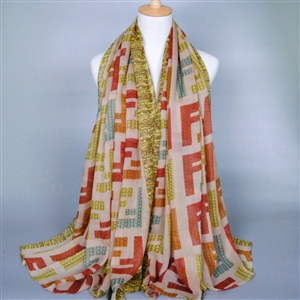 Colorful Chiffon Scarf Shawls Winter Women Print Scarves 180*90CM - Beige