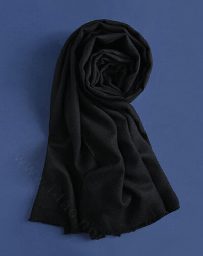 Colorful Unisex Scarf Shawl Winter Warm Cashmere Solid Panties 180*60CM - Black