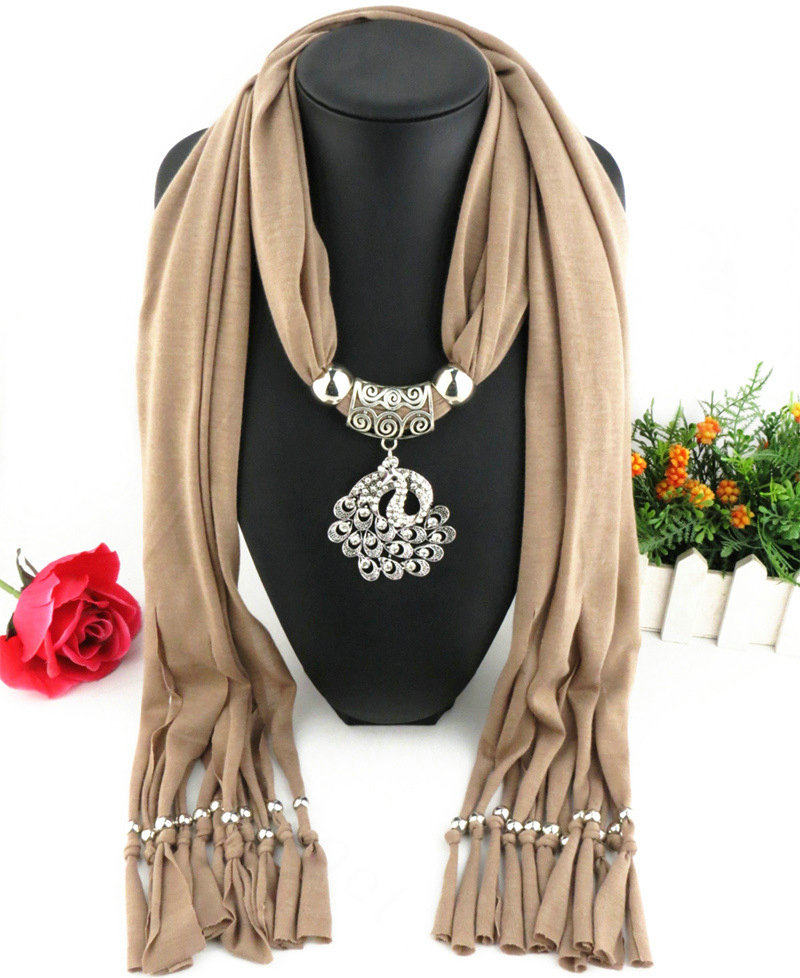 Cool Women Scarf Shawls Winter Warm Polyester Solid Scarves 180*40CM - Beige