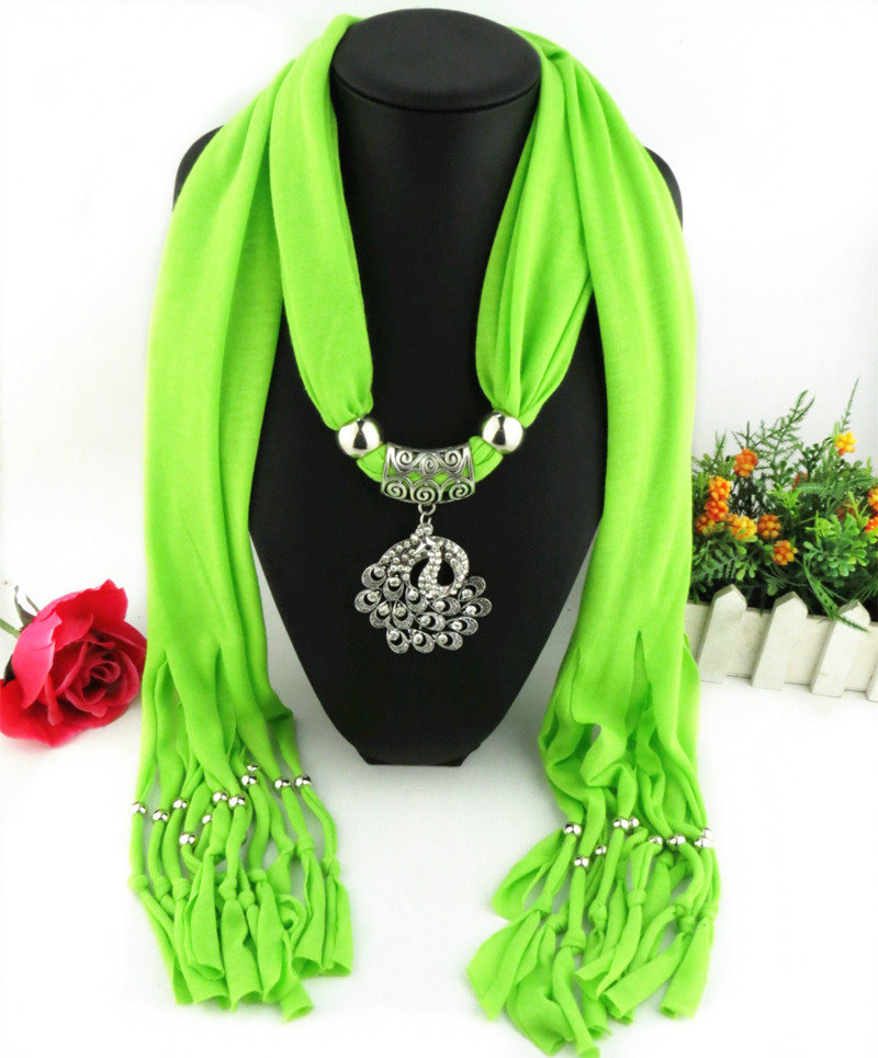 Cool Women Scarf Shawls Winter Warm Polyester Solid Scarves 180*40CM - Green