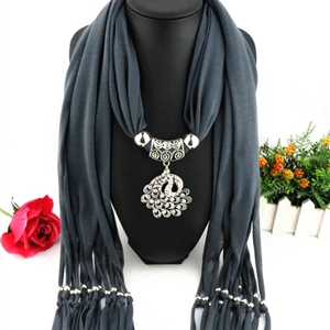 Cool Women Scarf Shawls Winter Warm Polyester Solid Scarves 180*40CM - Grey