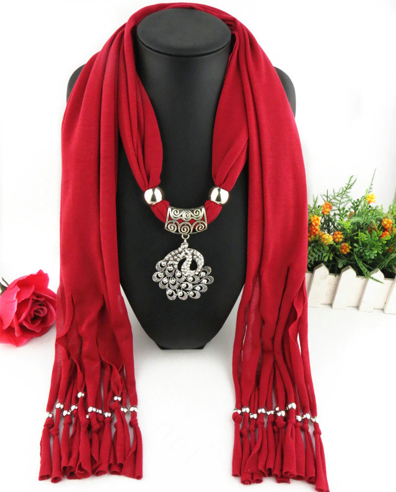 Cool Women Scarf Shawls Winter Warm Polyester Solid Scarves 180*40CM - Red