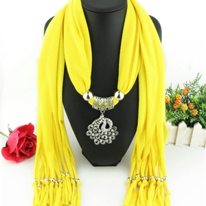 Cool Women Scarf Shawls Winter Warm Polyester Solid Scarves 180*40CM - Yellow