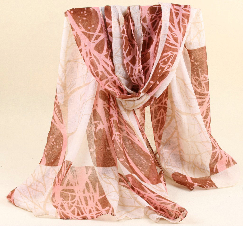 Cute Print Women Scarf Flower Bamboo Fiber Warm Scarves Wraps 180*90CM - Beige