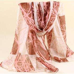 Cute Print Women Scarf Flower Bamboo Fiber Warm Scarves Wraps 180*90CM - Beige