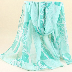 Cute Print Women Scarf Flower Bamboo Fiber Warm Scarves Wraps 180*90CM - Green