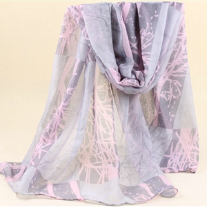 Cute Print Women Scarf Flower Bamboo Fiber Warm Scarves Wraps 180*90CM - Grey