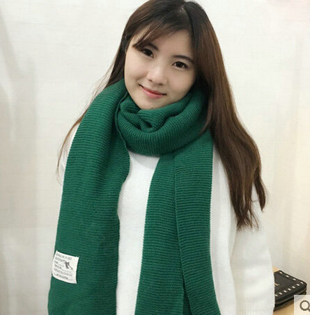 Cute Unisex Scarf Shawl Winter Warm Wool Solid Wraps 180*60CM - Green