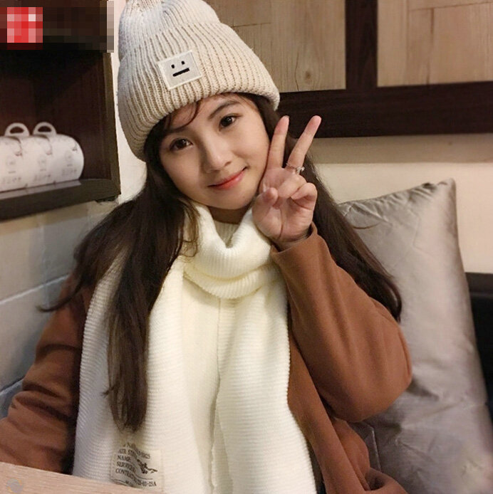 Cute Unisex Scarf Shawl Winter Warm Wool Solid Wraps 180*60CM - White