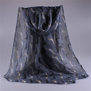 Cute Women Scarf Print Animal Dogs Bamboo Fiber Scarves Wraps 180*90CM - Black