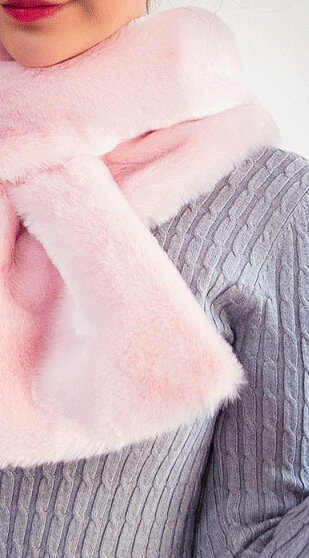 Cute Women Scarf Shawl Winter Warm Worsted Solid Wraps 100*20CM - Pink