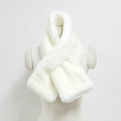 Cute Women Scarf Shawl Winter Warm Worsted Solid Wraps 100*20CM - White