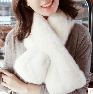 Cute Women Scarf Shawl Winter Warm Worsted Solid Wraps 100*20CM - White