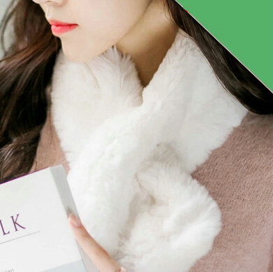 Cute Women Scarf Shawl Winter Warm Worsted Solid Wraps 100*20CM - White