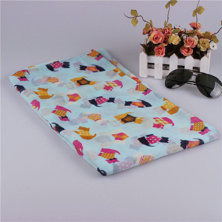 Fashion Women Scarf Print Animal Bamboo Fiber Scarves Wraps 180*90CM - Blue