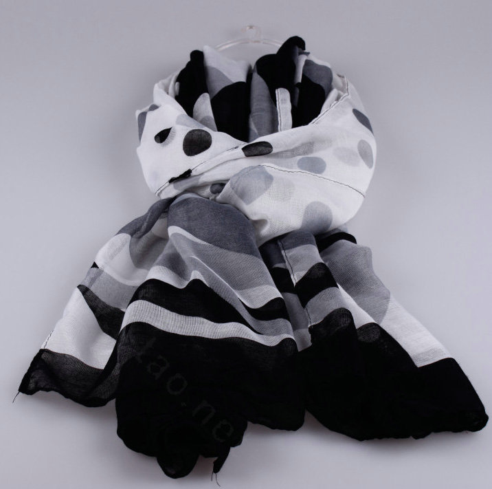 Free Striped Women Scarf Dot Bamboo Fiber Warm Scarves Wraps 180*90CM - Black