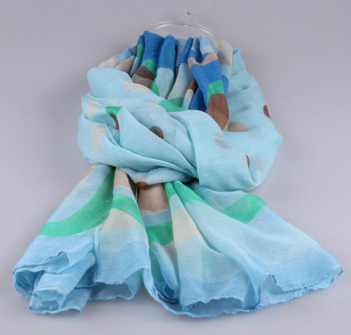 Free Striped Women Scarf Dot Bamboo Fiber Warm Scarves Wraps 180*90CM - Blue