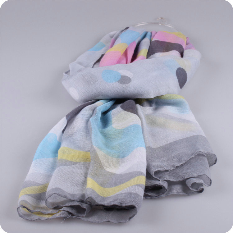Free Striped Women Scarf Dot Bamboo Fiber Warm Scarves Wraps 180*90CM - Grey