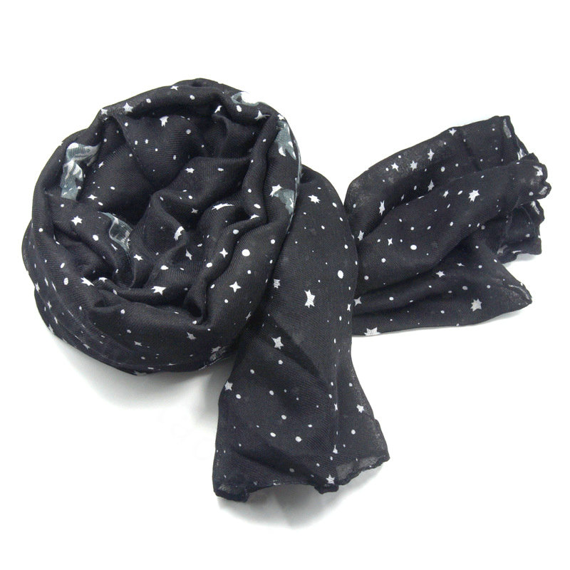 Free Women Scarf Polka Dot Bamboo Fiber Scarves Wraps 180*100CM - Black