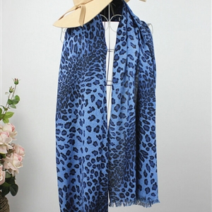 Fringed Leopard Print Scarf Shawls Women Winter Warm Cashmere Panties 180*70CM - Blue