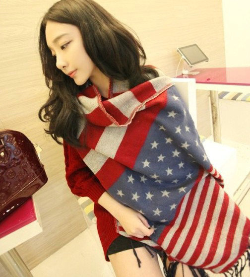 Geometric Scarf Shawls Unisex Pashmina Winter Warm Cashmere Panties 200*65CM - Red